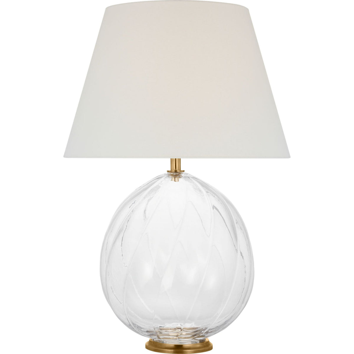 Julie Neill Talia Medium Cordless Table Lamp in Clear Glass with Linen Shade W19" x H29.5"