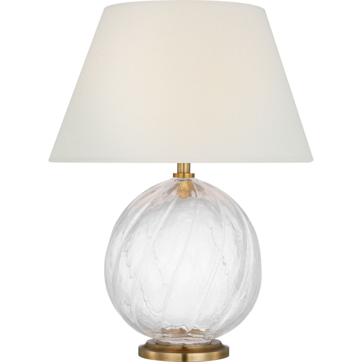 Julie Neill Talia 13" Cordless Accent Lamp in Clear Glass with Linen Shade W9.75" x H13"