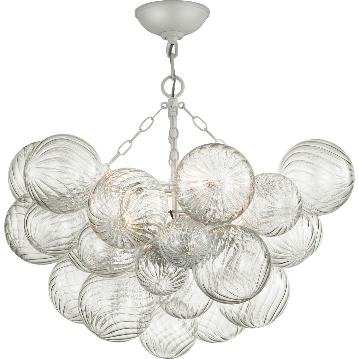 Julie Neill Talia 29" Semi-Flush Mount in Plaster White and Clear Swirled Glass W29.25" x H28"