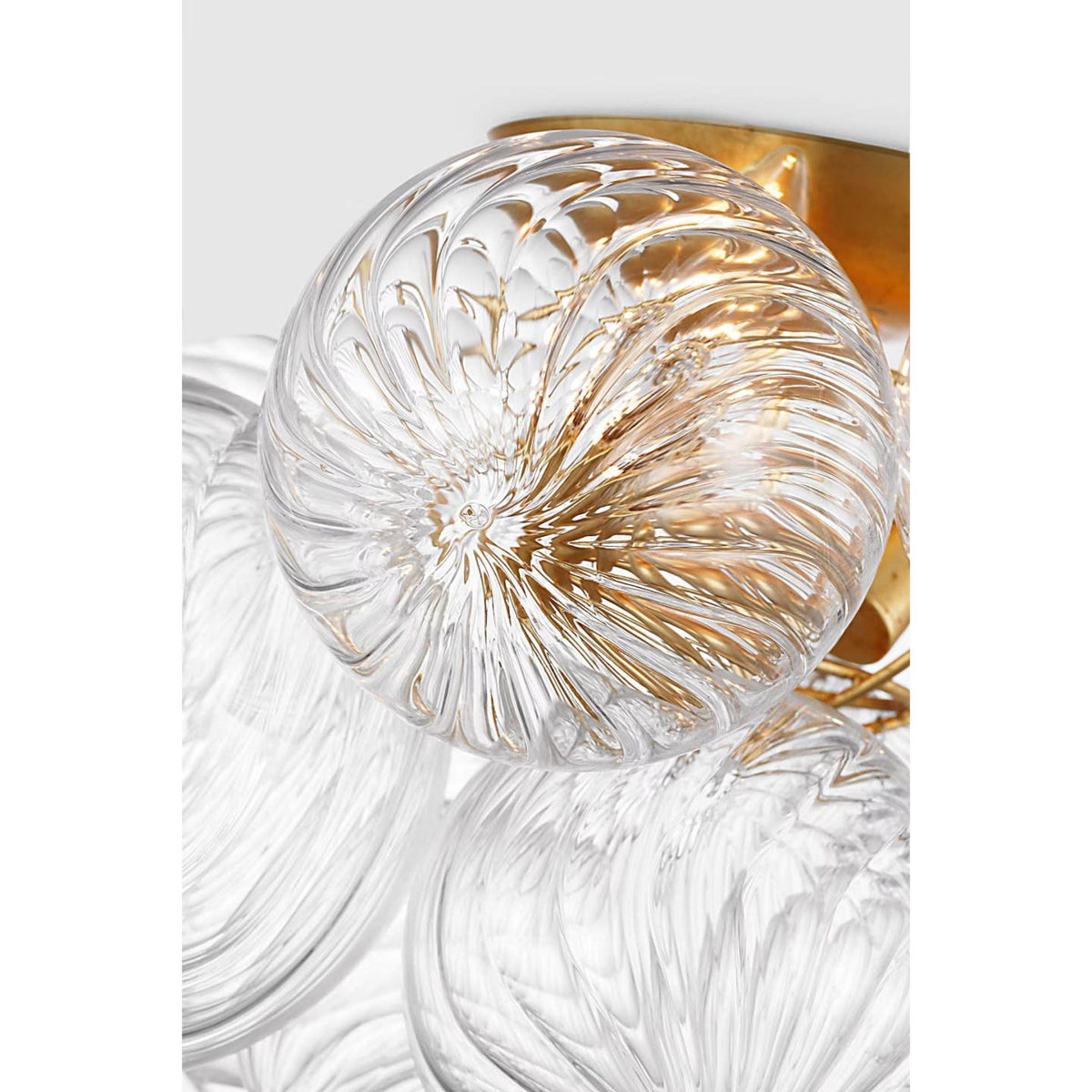 Julie Neill Talia 20" Flush Mount in Gild and Clear Swirled Glass W19.5" x H11"