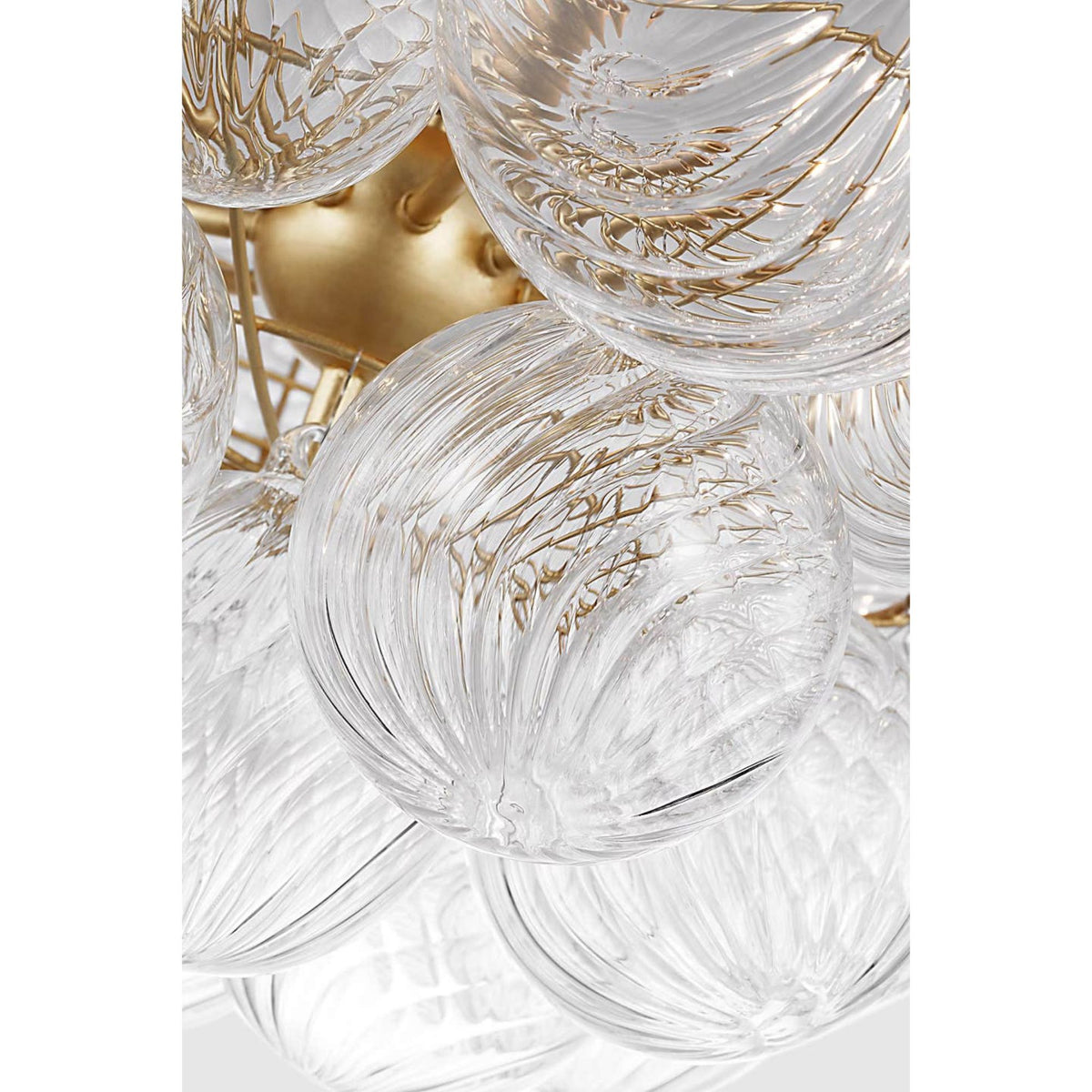 Julie Neill Talia 38" Flush Mount in Gild and Clear Swirled Glass W37.5" x H15.75"