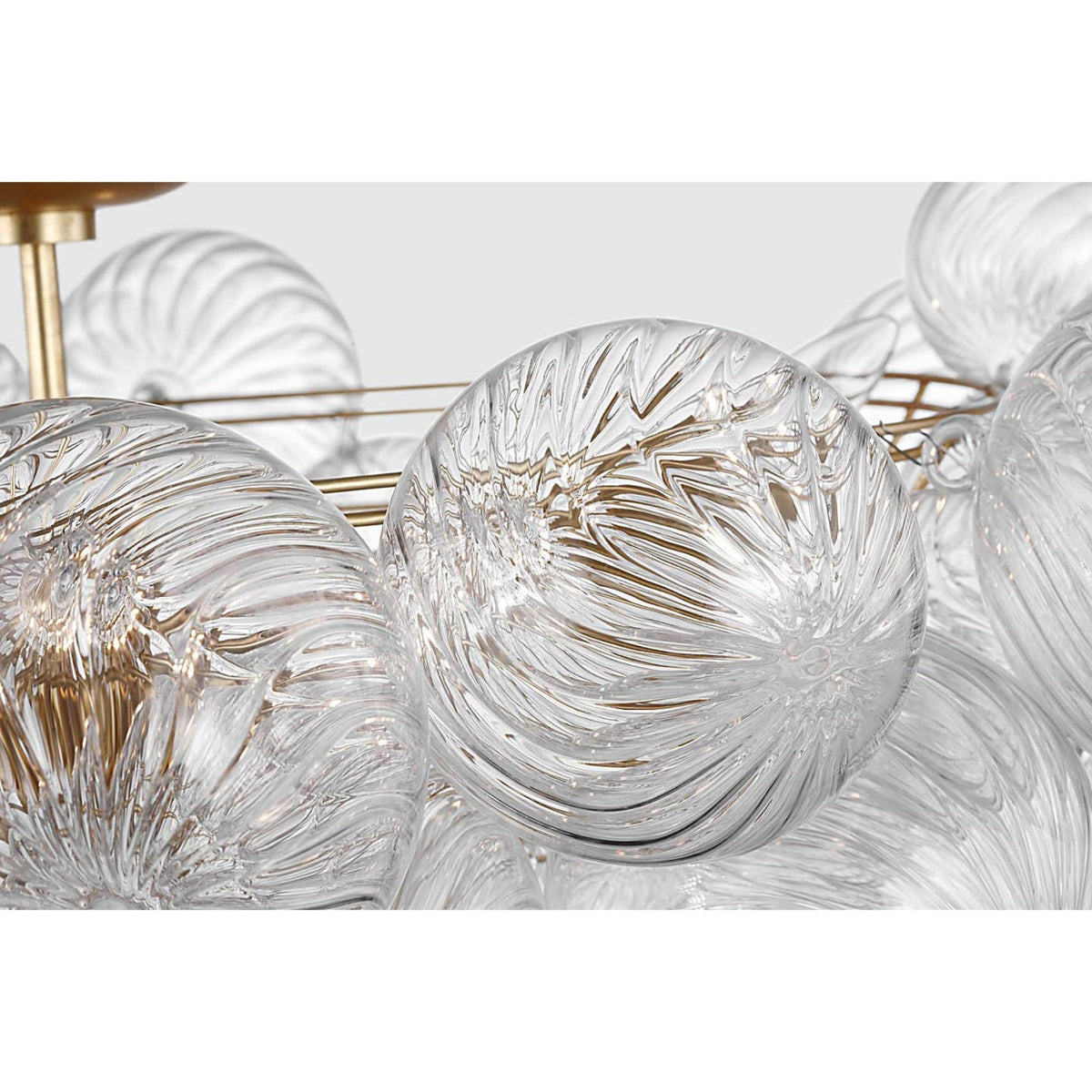 Julie Neill Talia 38" Flush Mount in Gild and Clear Swirled Glass W37.5" x H15.75"