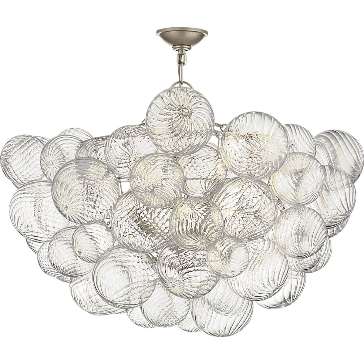 Julie Neill Talia 33" Semi-Flush Mount in Burnished Silver Leaf and Clear Swirled Glass W33" x H29"