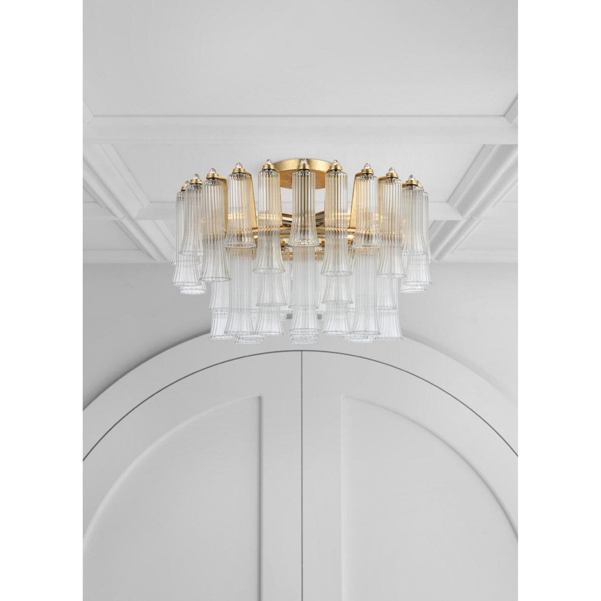 Julie Neill Lorelei 18" Semi-Flush Mount in Gild with Clear Glass W18" x H12"