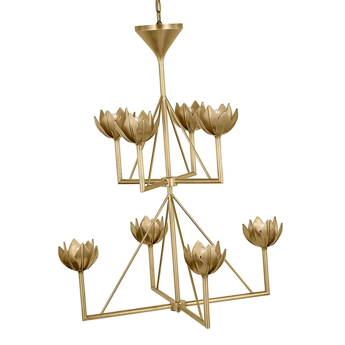 Julie Neill Alberto Medium Two Tier Chandelier in Antique-Burnished Brass W35.5" x H43"