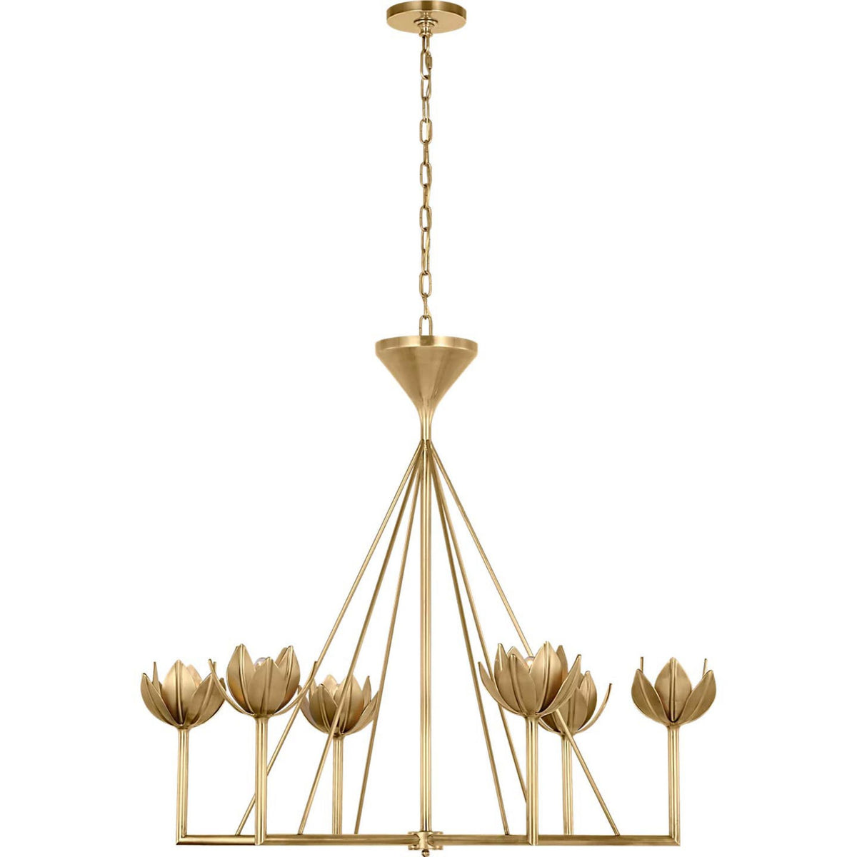 Julie Neill Alberto Large Low Ceiling Chandelier in Antique-Burnished Brass W38.75" x H34.75"