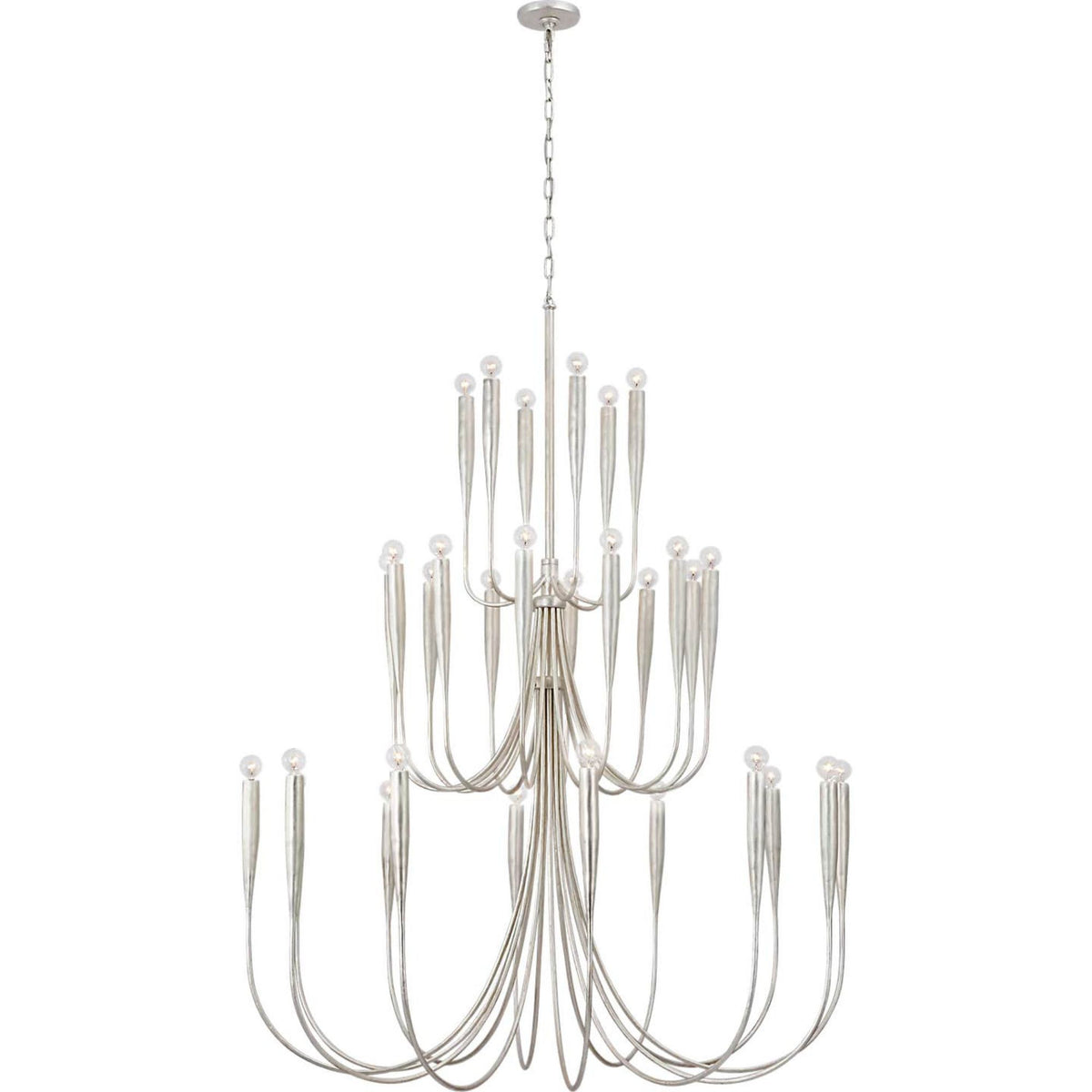 Julie Neill Acadia 52" Grande Chandelier in Burnished Silver Leaf W52" x H67"