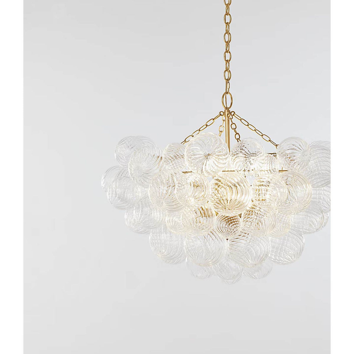 Julie Neill Talia Large Chandelier in Gild and Clear Swirled Glass W33" x H24"