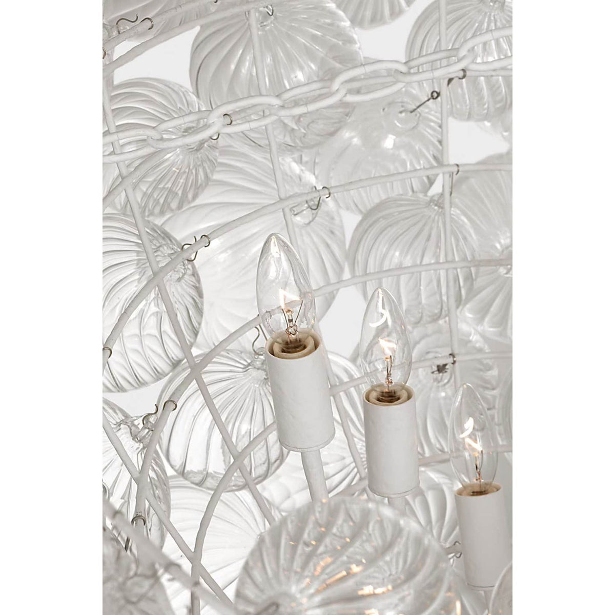 Julie Neill Talia 46" Chandelier in Plaster White and Clear Swirled Glass W45.5" x H34"