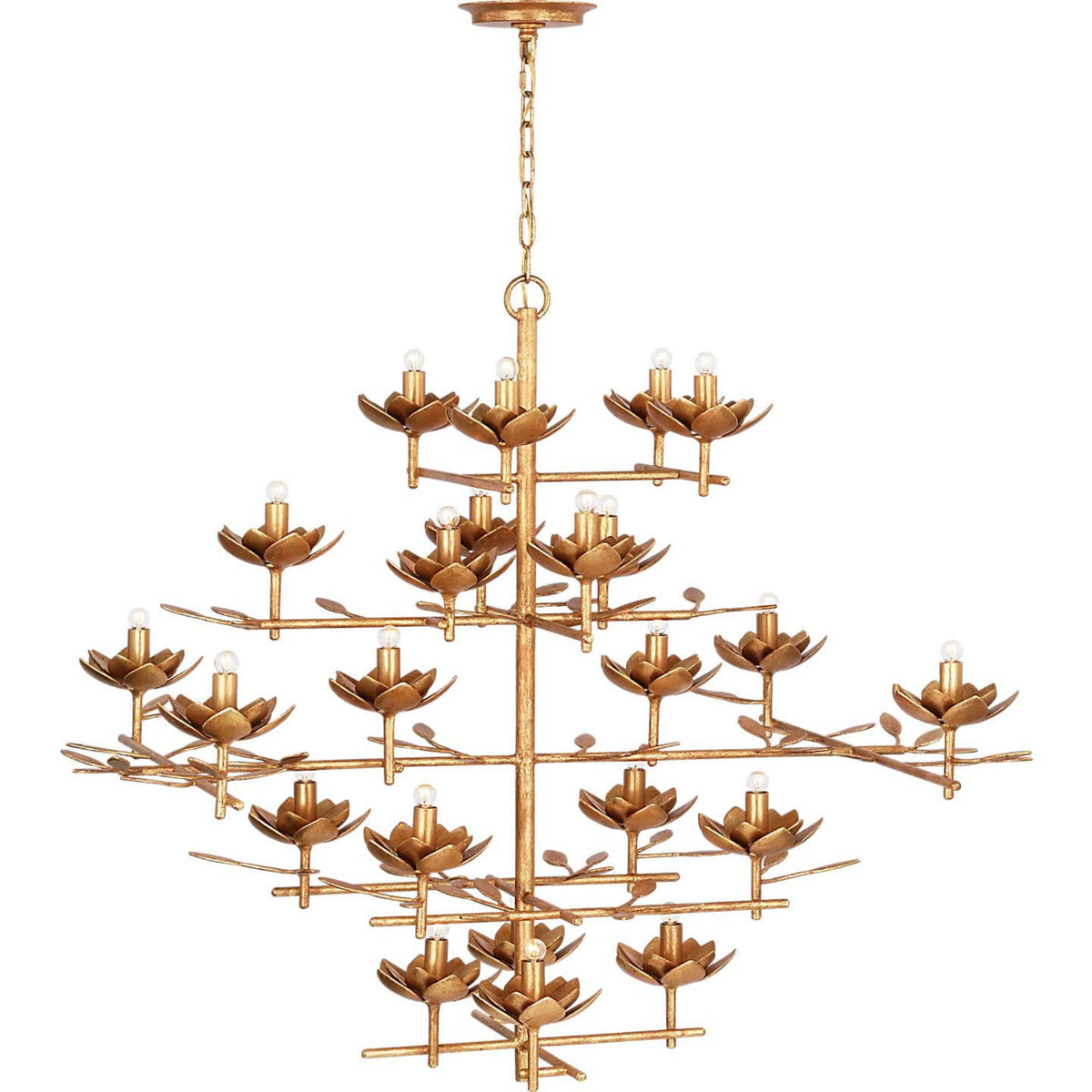 Julie Neill Clementine 48" Tiered Entry Chandelier in Antique Gold Leaf W48" x H42"
