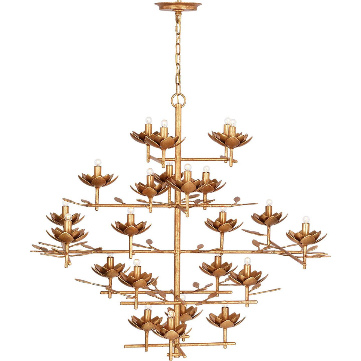 Julie Neill Clementine 48" Tiered Entry Chandelier in Antique Gold Leaf W48" x H42"