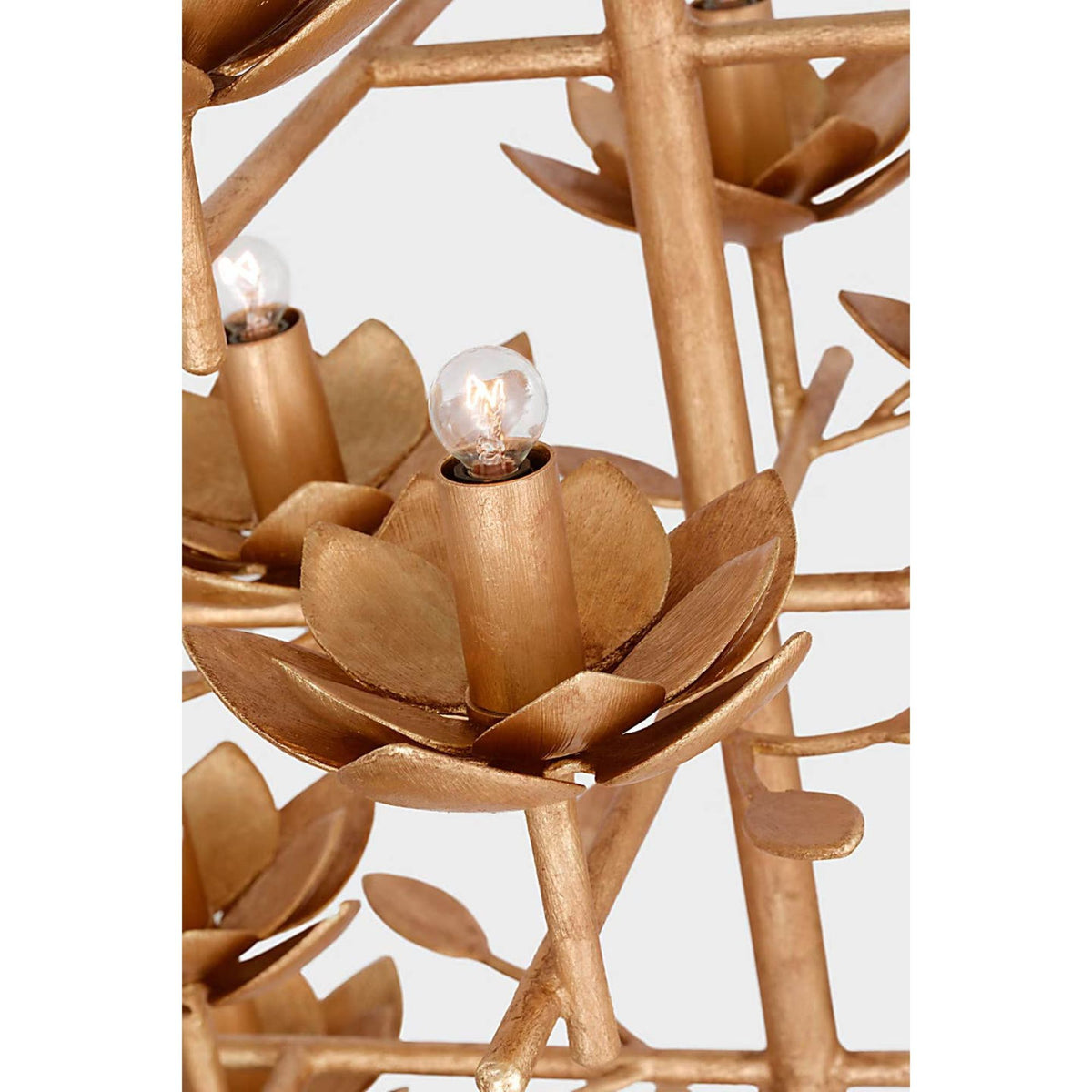 Julie Neill Clementine 48" Tiered Entry Chandelier in Antique Gold Leaf W48" x H42"
