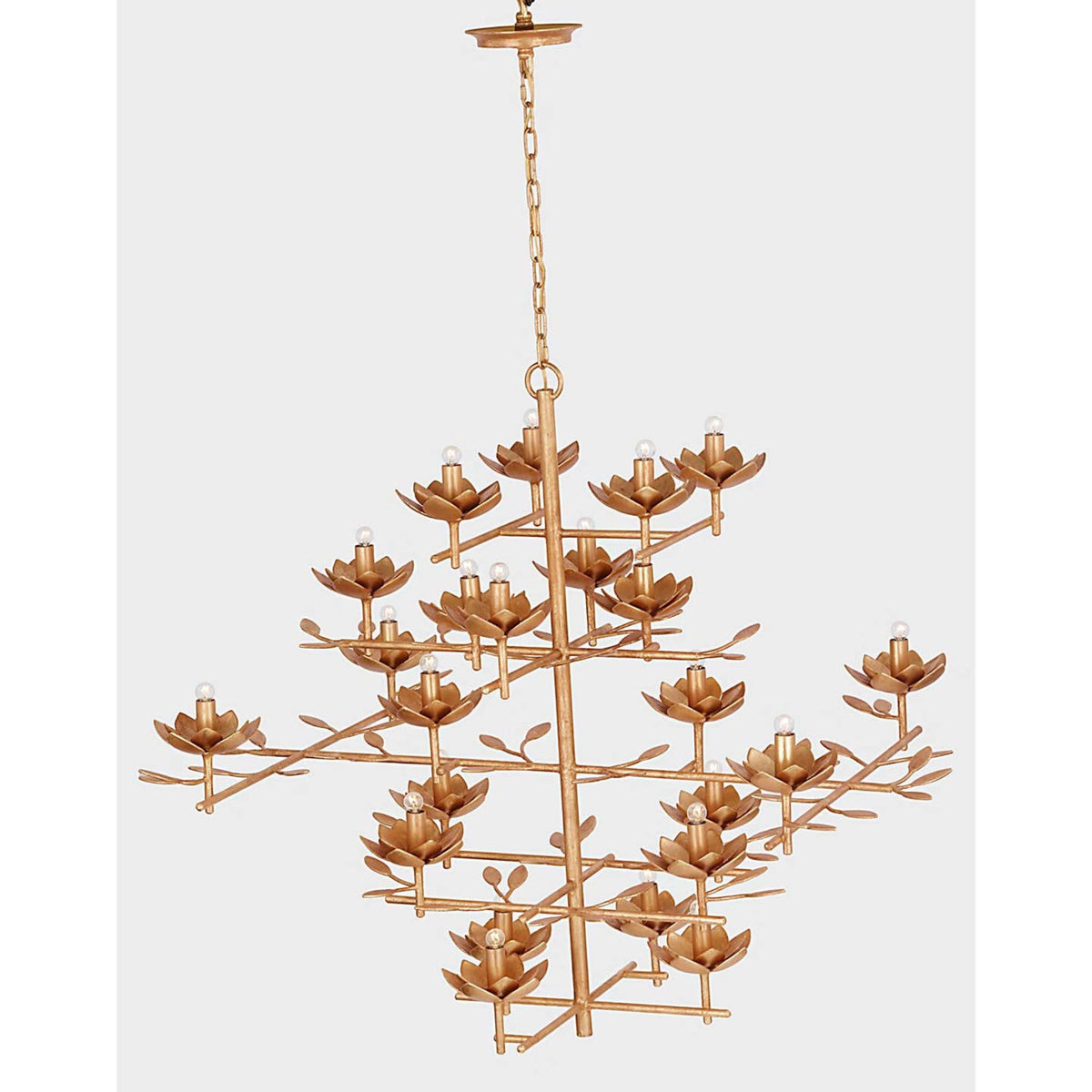 Julie Neill Clementine 48" Tiered Entry Chandelier in Antique Gold Leaf W48" x H42"