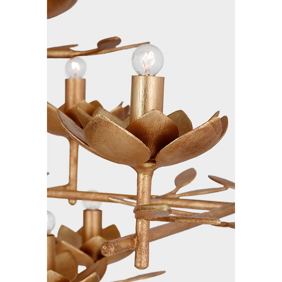 Julie Neill Clementine 48" Tiered Entry Chandelier in Antique Gold Leaf W48" x H42"