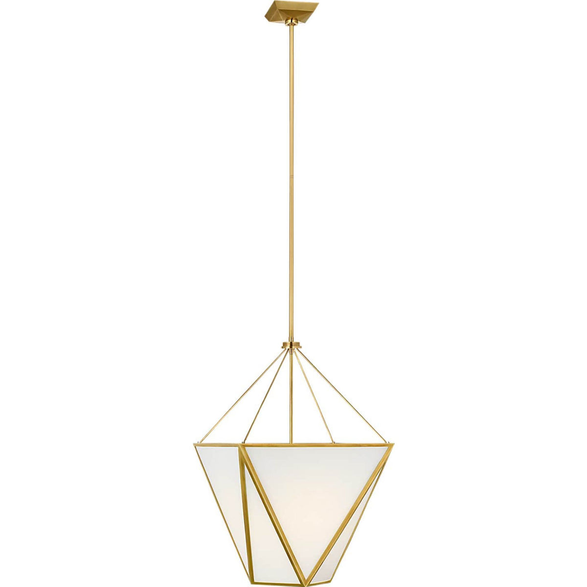 Julie Neill Lorino 17" Tapered Lantern in Hand-Rubbed Antique Brass with White Glass W17"