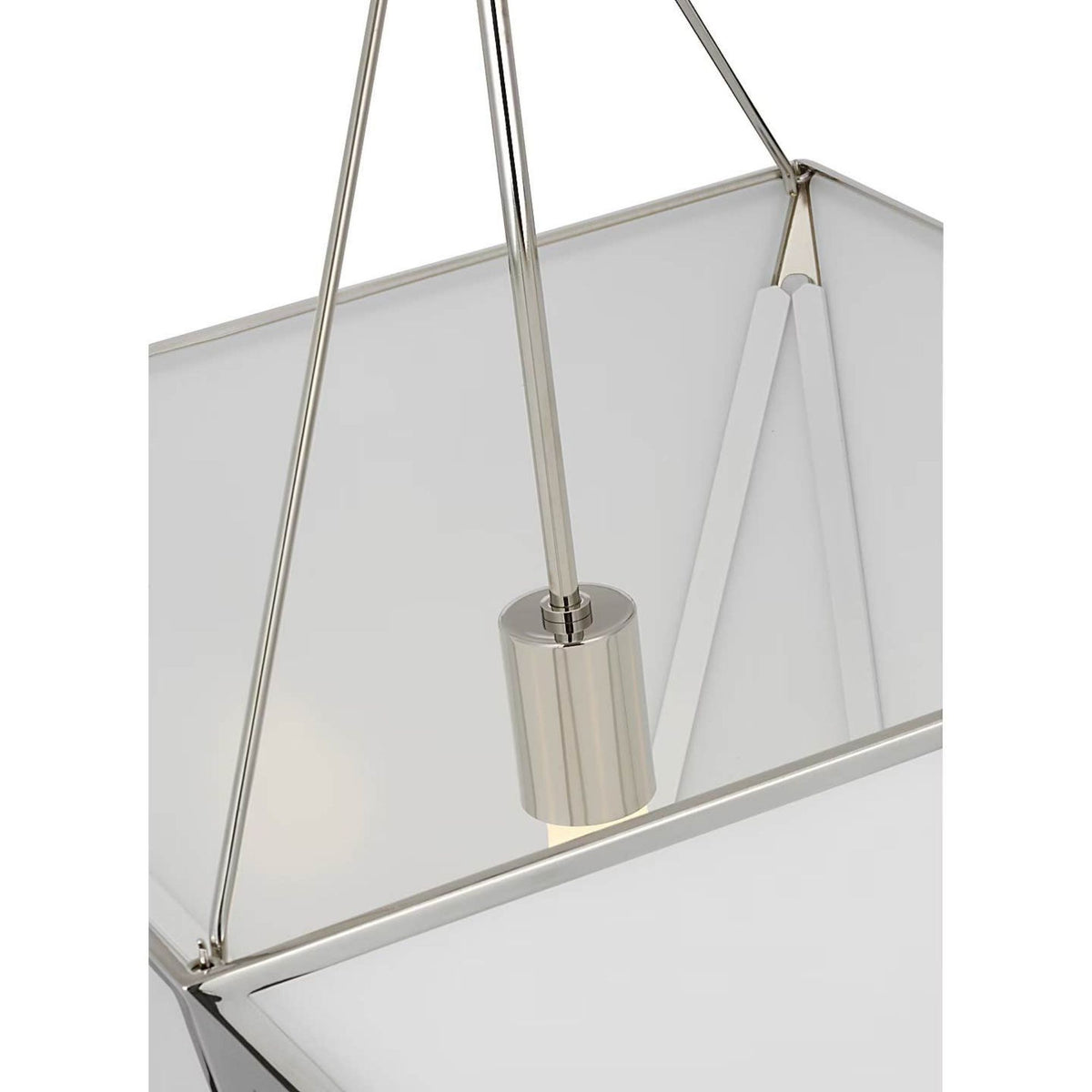 Julie Neill Lorino 17" Tapered Lantern in Polished Nickel with White Glass W17"