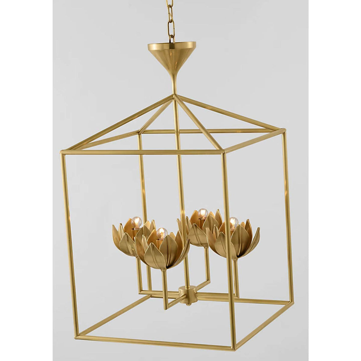 Julie Neill Alberto Medium Open Cage Lantern in Antique-Burnished Brass W18" x H30"