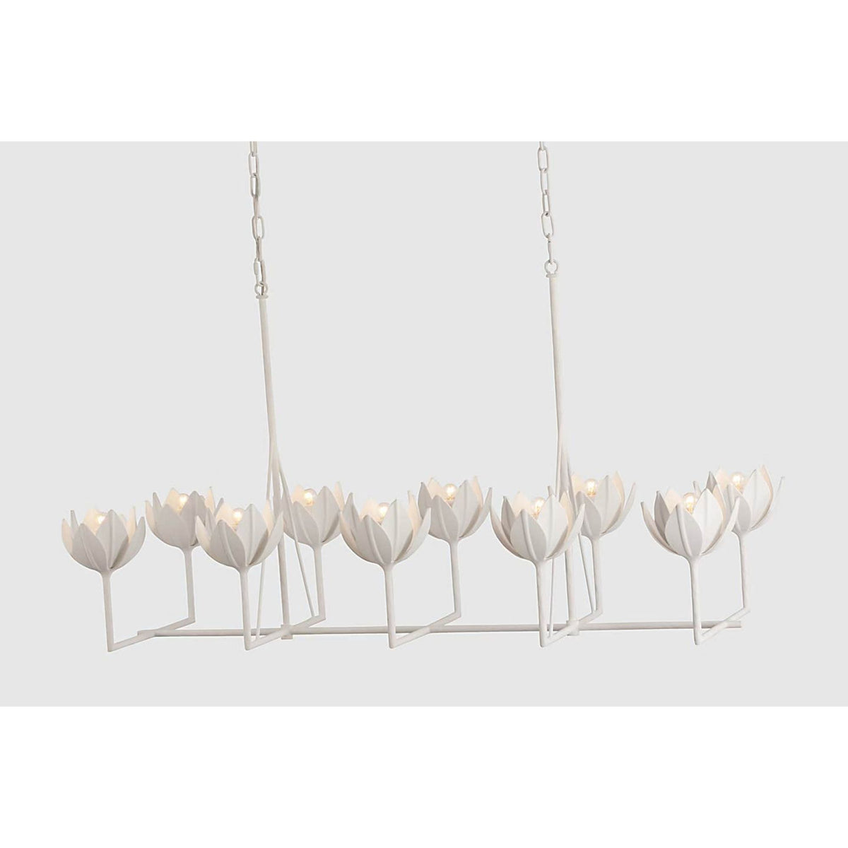 Julie Neill Alberto Large Linear Chandelier in Plaster White W21" x 50.5" x H26.5"