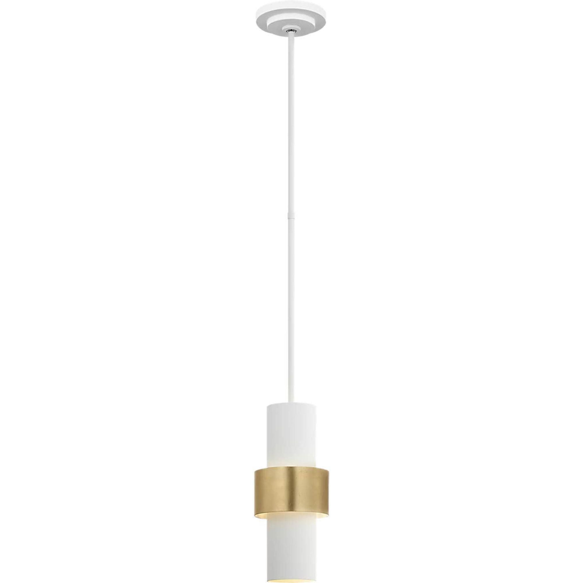 Julie Neill Chalmette 6" Layered Pendant in Plaster White and Gild W6"