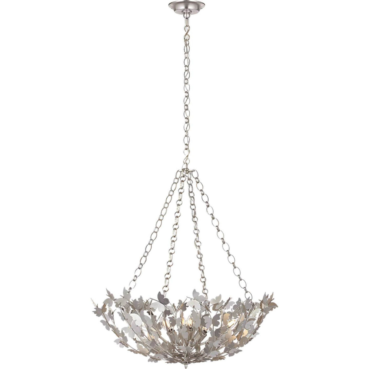 Julie Neill Farfalle 30" Basket Chandelier in Burnished Silver Leaf W29.25" x H31.25"