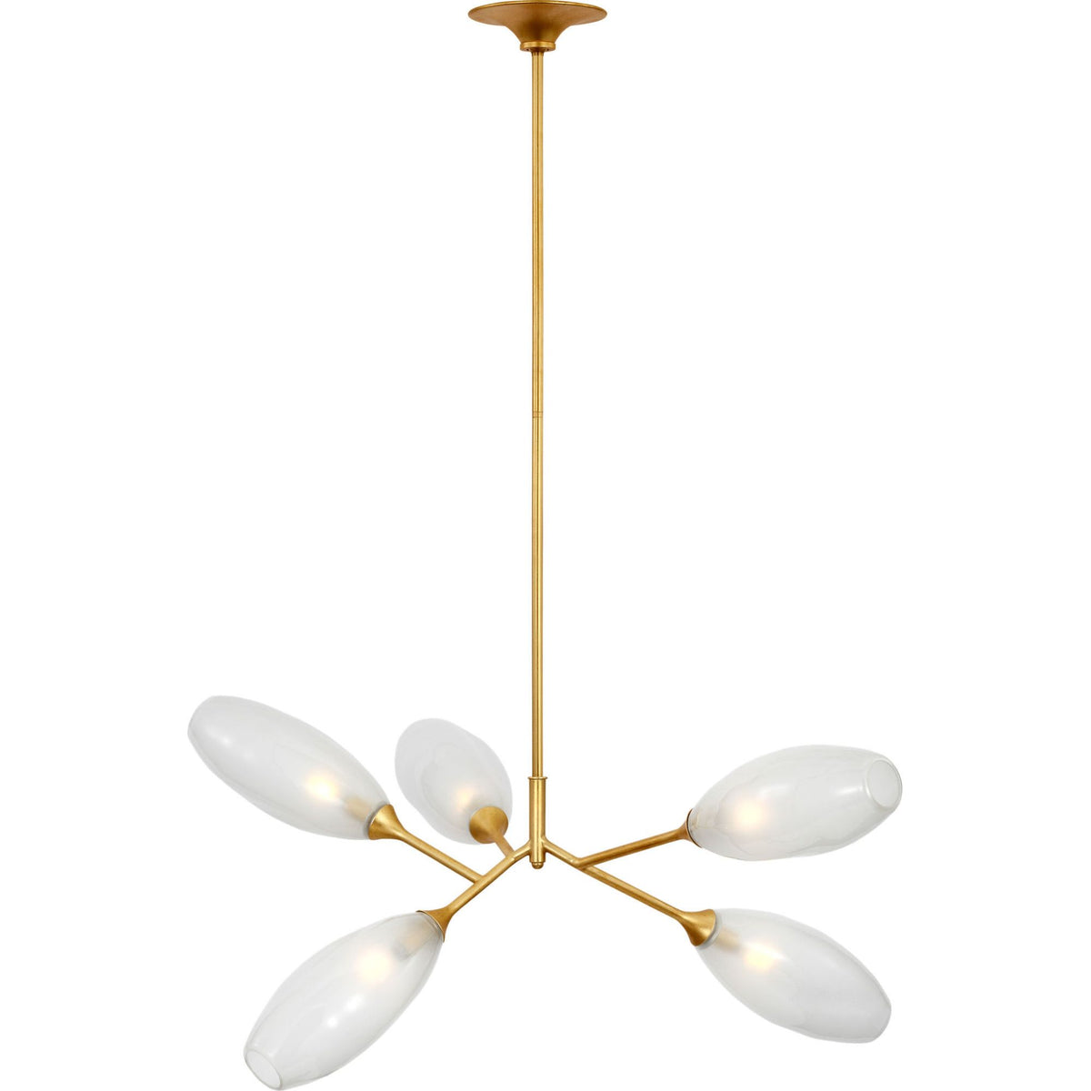 Julie Neill Toscano 33" Branched Chandelier in Gild with Frosted Glass W33"