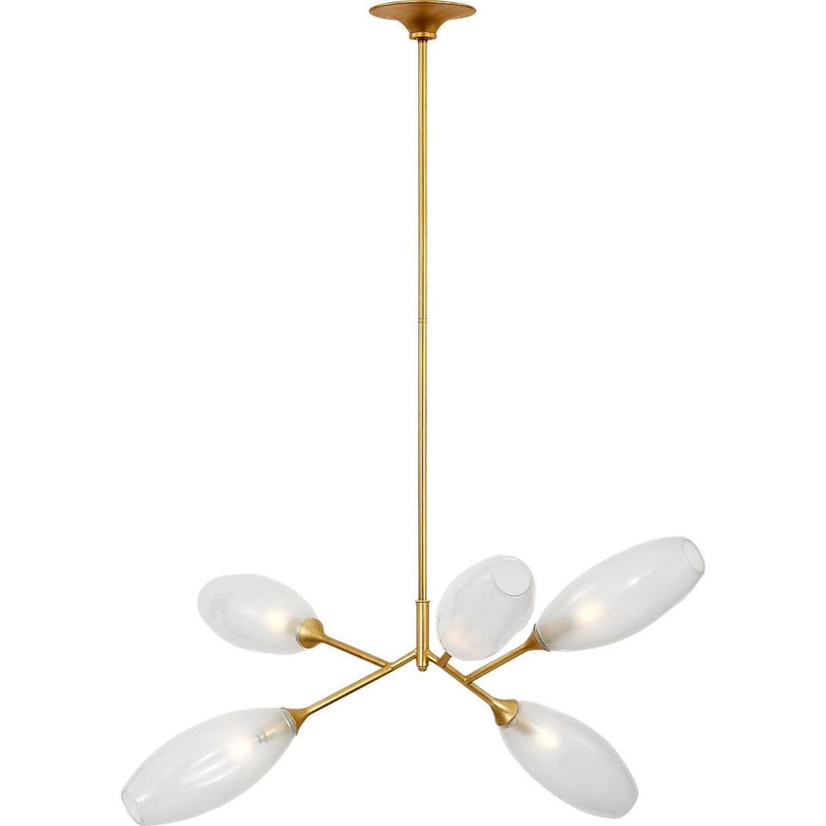 Julie Neill Toscano 33" Branched Chandelier in Gild with Frosted Glass W33"
