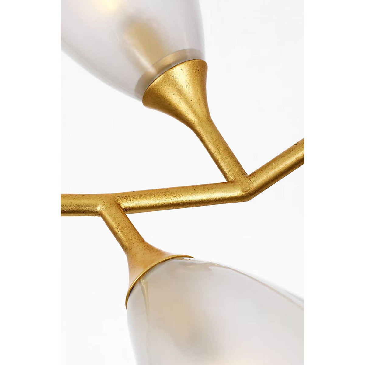 Julie Neill Toscano 60" Branched Linear Chandelier in Gild with Frosted Glass W24.5" x 60.25"