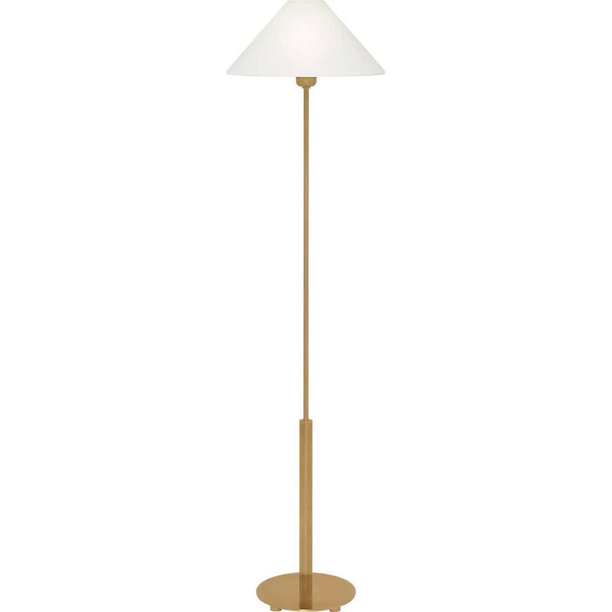 J. Randall Powers Hackney Floor Lamp in Hand-Rubbed Antique Brass with Linen Shade W14" x H52.25"