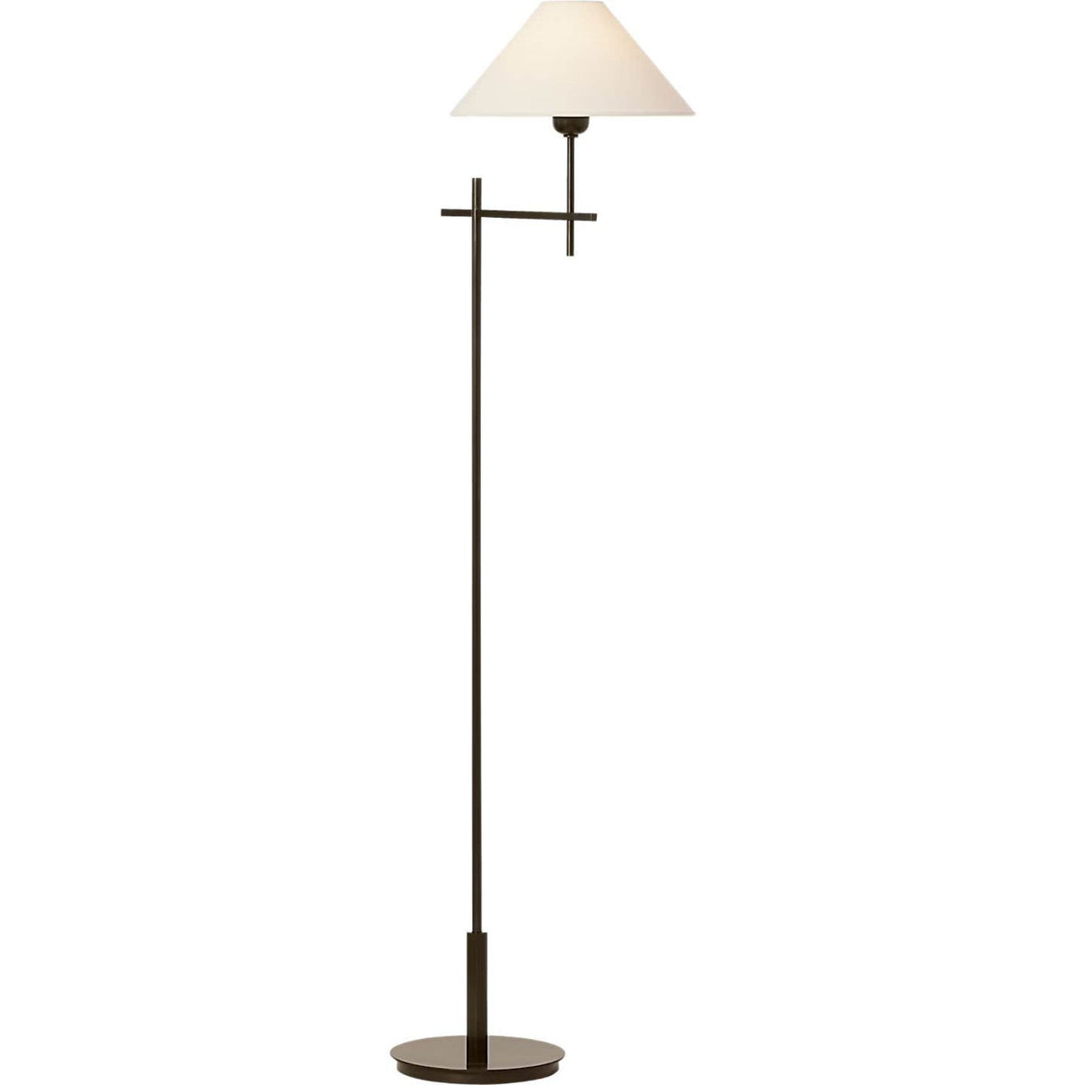 J. Randall Powers Hackney Bridge Arm Floor Lamp in Bronze with Linen Shade W11.75" x H52.5" x E17"