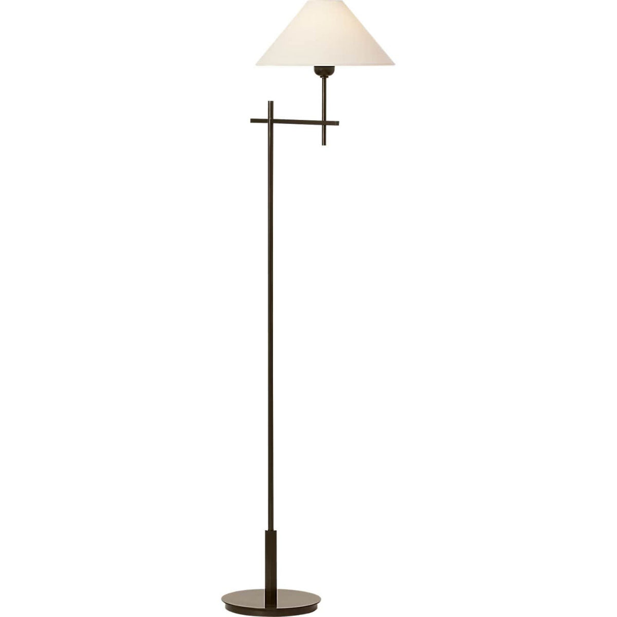J. Randall Powers Hackney Bridge Arm Floor Lamp in Bronze with Linen Shade W11.75" x H52.5" x E17"