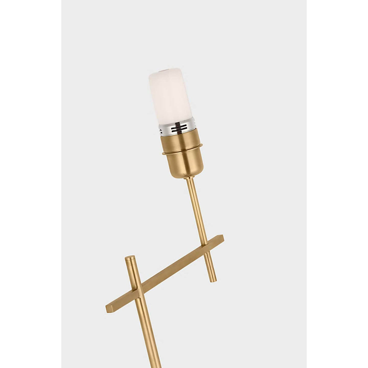 J. Randall Powers Hackney Cordless Bridge Arm Floor Lamp in Hand-Rubbed Antique Brass with Linen Shade W11.75" x H52.5" x E17"