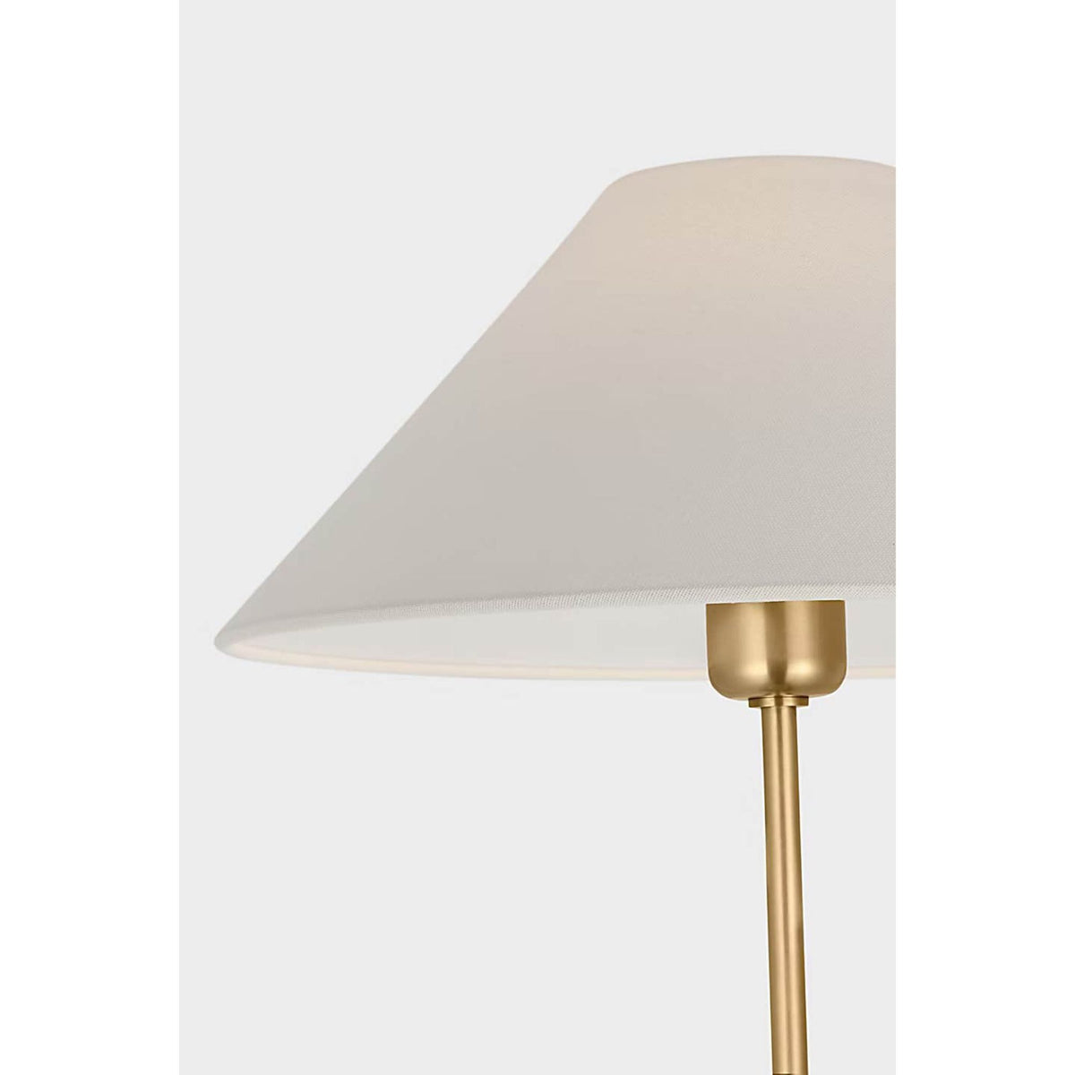 J. Randall Powers Hackney Cordless Bridge Arm Floor Lamp in Hand-Rubbed Antique Brass with Linen Shade W11.75" x H52.5" x E17"