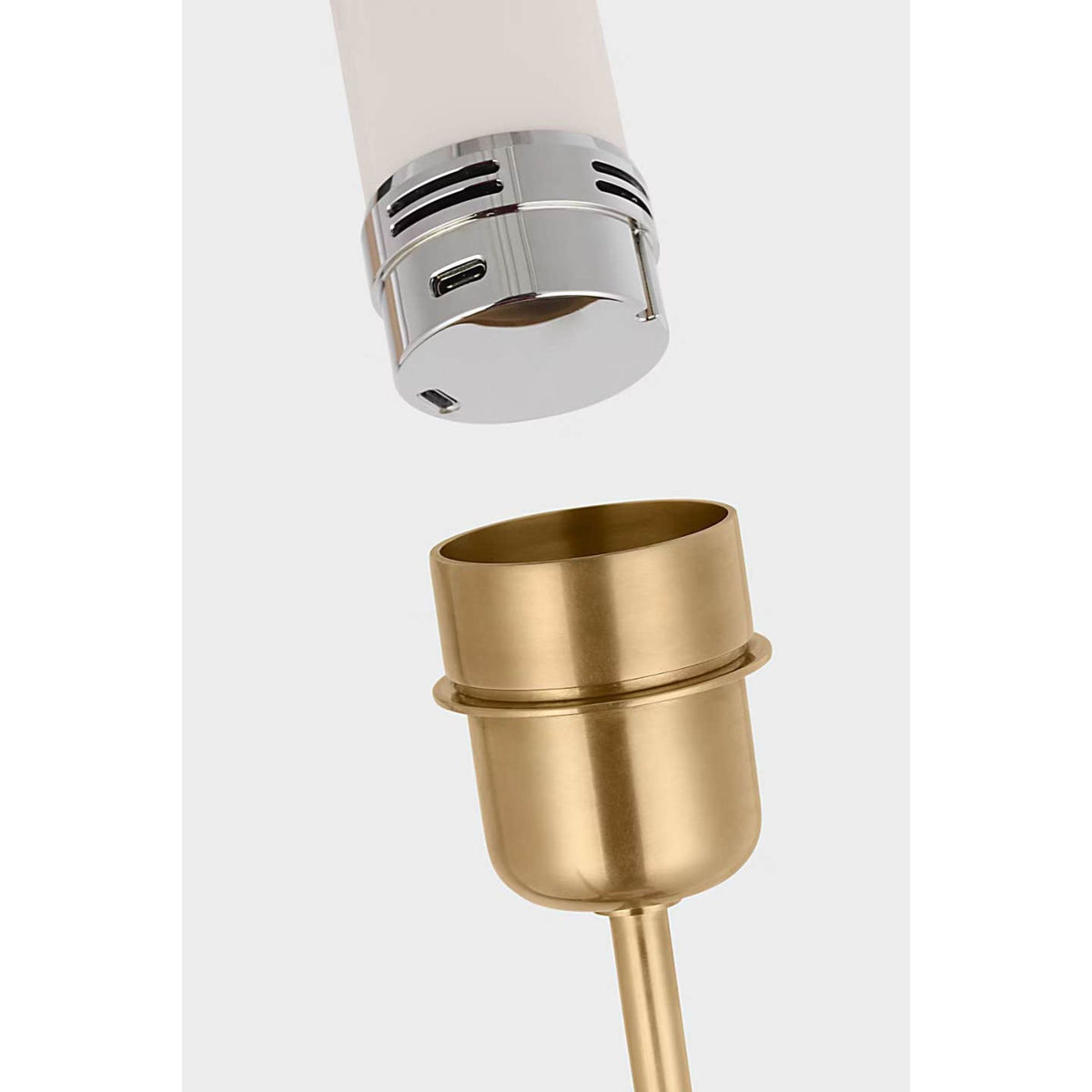 J. Randall Powers Hackney Cordless Bridge Arm Floor Lamp in Hand-Rubbed Antique Brass with Linen Shade W11.75" x H52.5" x E17"