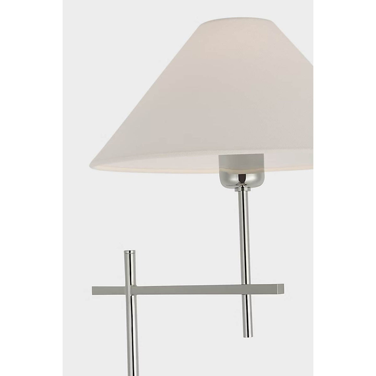 J. Randall Powers Hackney Cordless Bridge Arm Floor Lamp in Polished Nickel with Linen Shade W11.75" x H52.5" x E17"