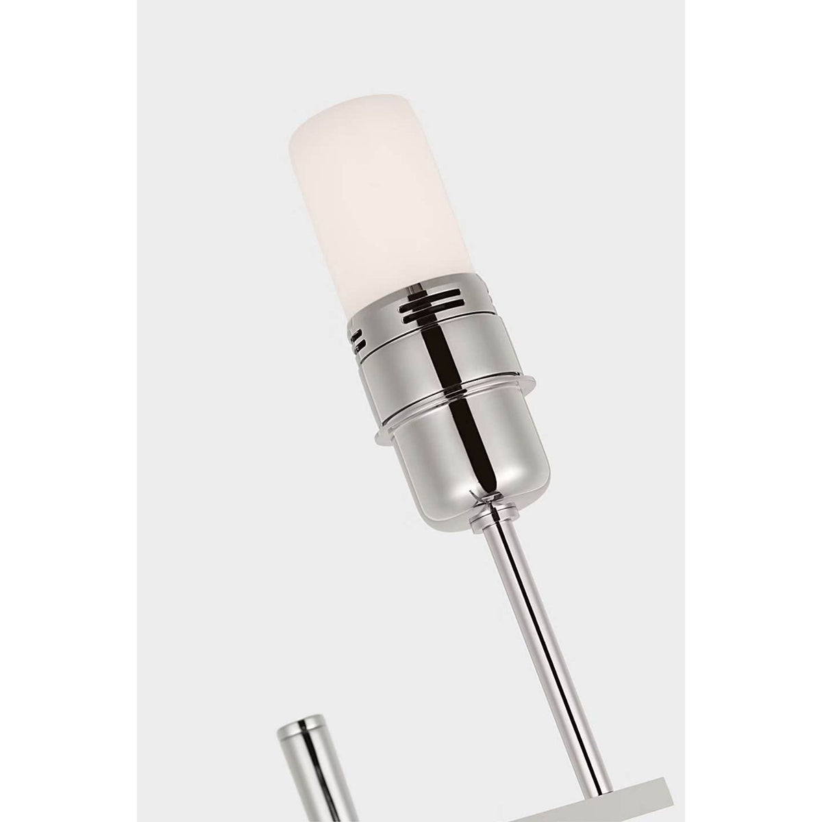 J. Randall Powers Hackney Cordless Bridge Arm Floor Lamp in Polished Nickel with Linen Shade W11.75" x H52.5" x E17"