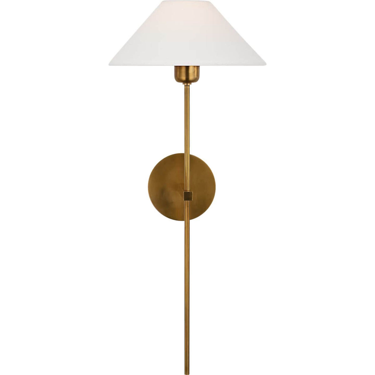 J. Randall Powers Hackney 25" Tail Sconce in Hand-Rubbed Antique Brass with Linen Shade W10.75" x H25" x E11"