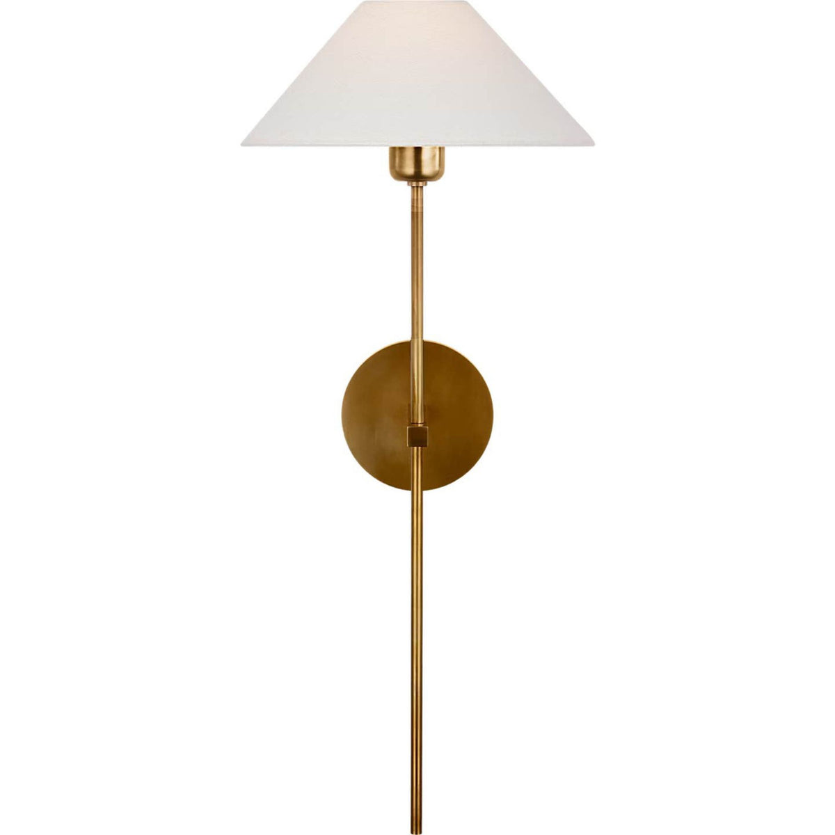 J. Randall Powers Hackney 25" Tail Sconce in Hand-Rubbed Antique Brass with Linen Shade W10.75" x H25" x E11"