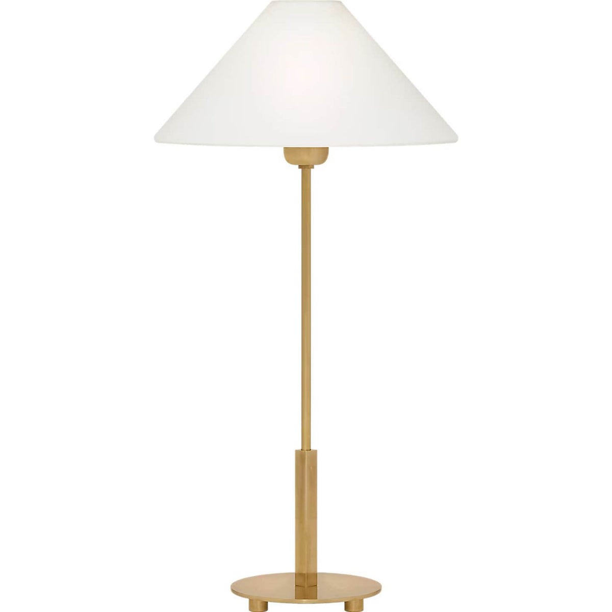 J. Randall Powers Hackney Table Lamp in Hand-Rubbed Antique Brass with Linen Shade W11.75" x H23.75"