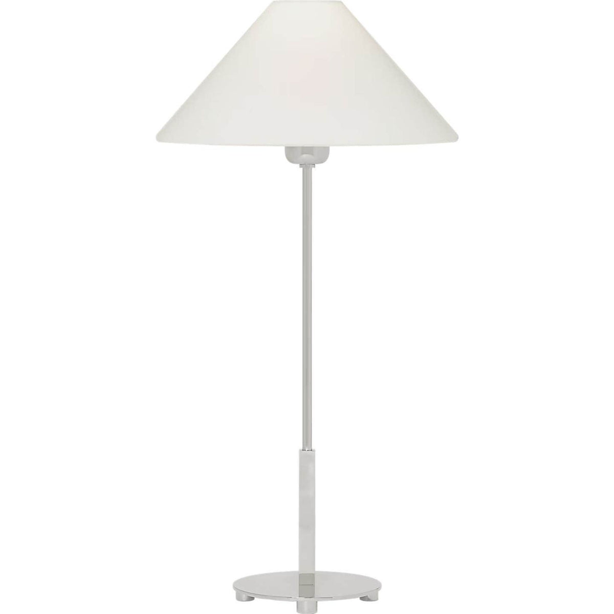 J. Randall Powers Hackney Table Lamp in Polished Nickel with Linen Shade W11.75" x H23.75"