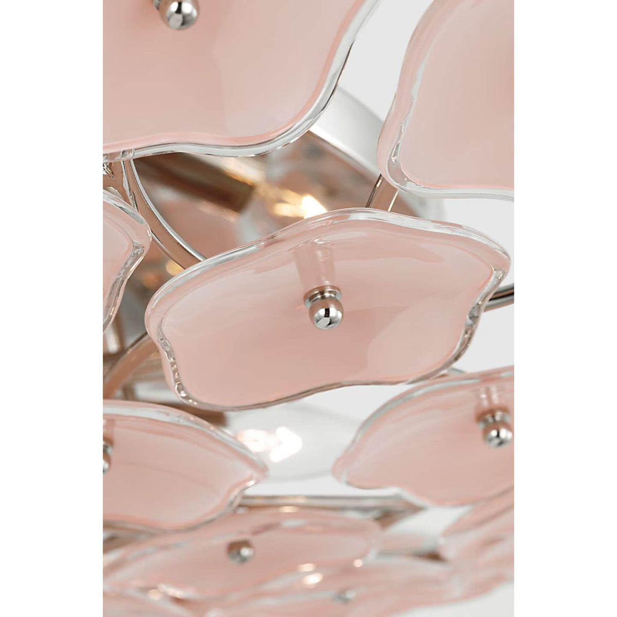 kate spade new york Leighton Grande Flush Mount in Polished Nickel with Blush Tinted Glass W32.5" x H6.5"