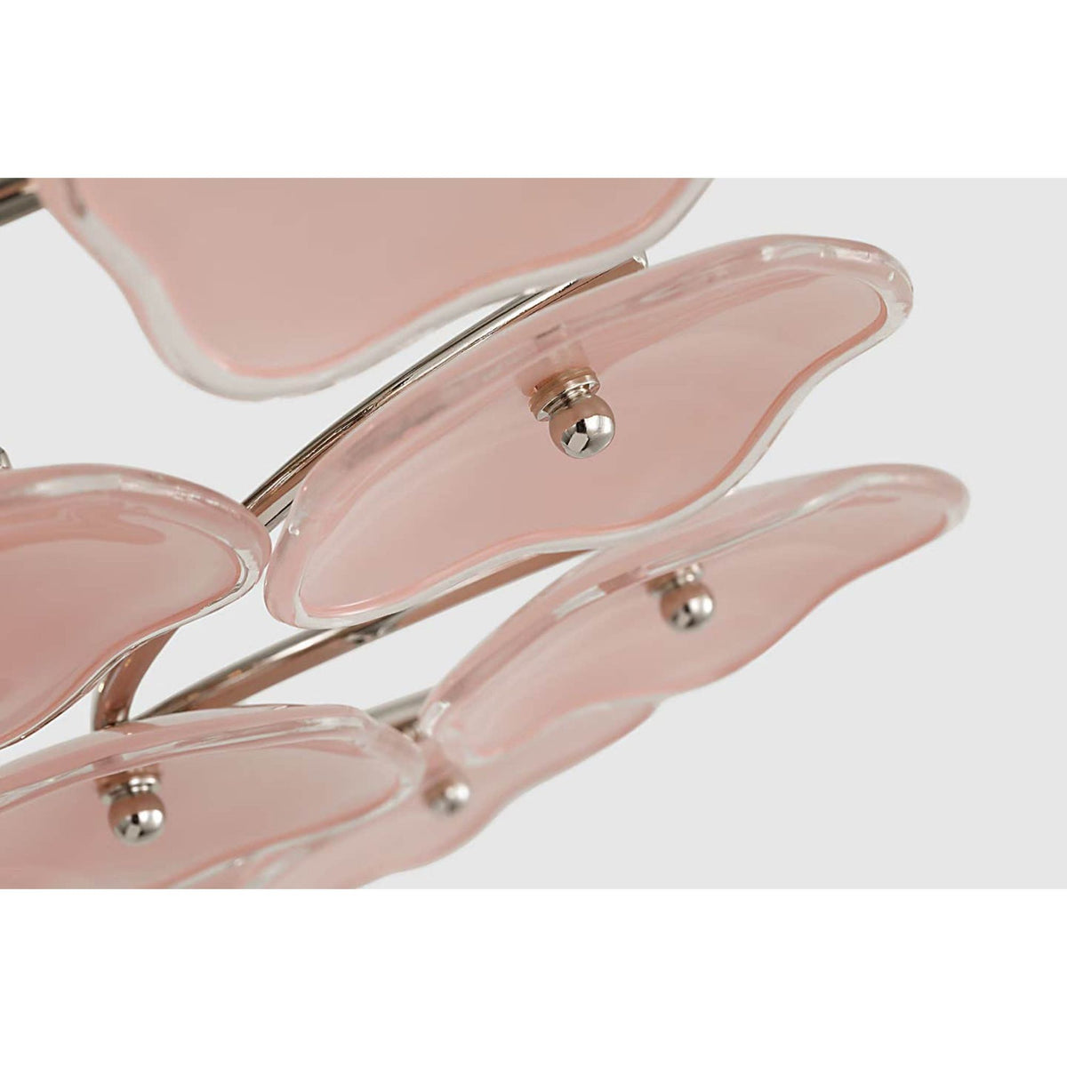 kate spade new york Leighton Grande Flush Mount in Polished Nickel with Blush Tinted Glass W32.5" x H6.5"