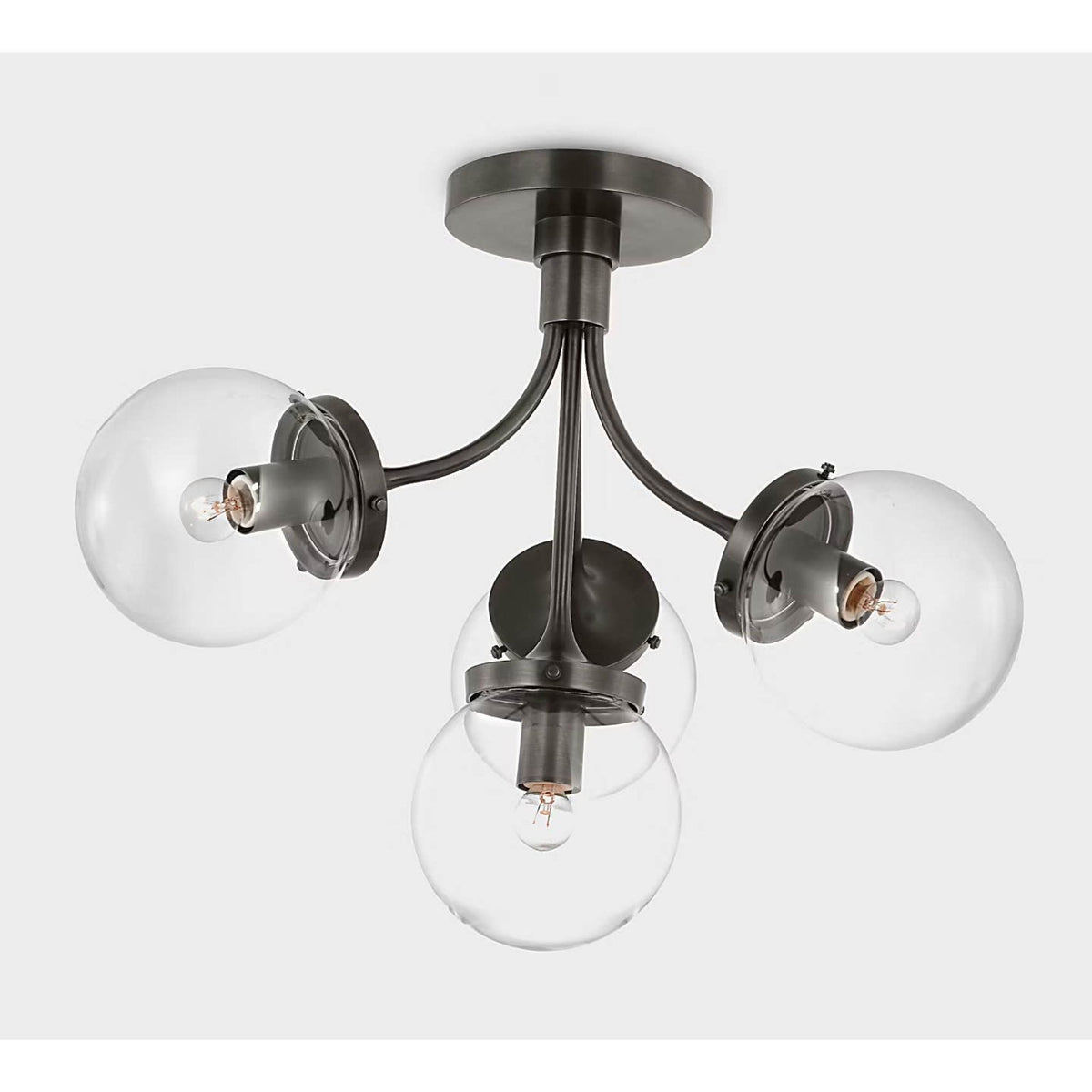 kate spade new york Prescott Medium Semi-Flush Mount in Bronze with Clear Glass W18" x H14.25"