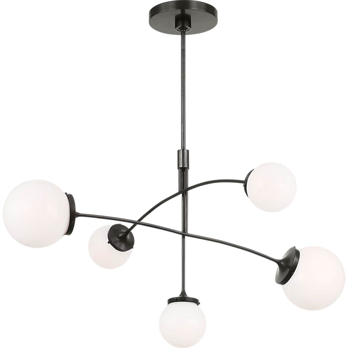 kate spade new york Prescott Medium Mobile Chandelier in Bronze with White Glass W40.75"