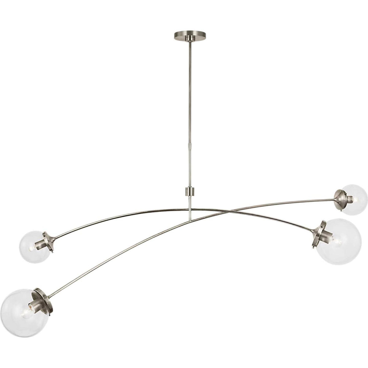 kate spade new york Prescott 62" Linear Chandelier in Polished Nickel with Clear Glass W16.5" x 63"