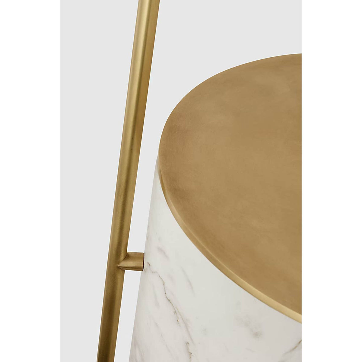 Kelly Wearstler Alma Tray Table Floor Lamp in Antique-Burnished Brass and White Marble W13" x H54" x E14.5"