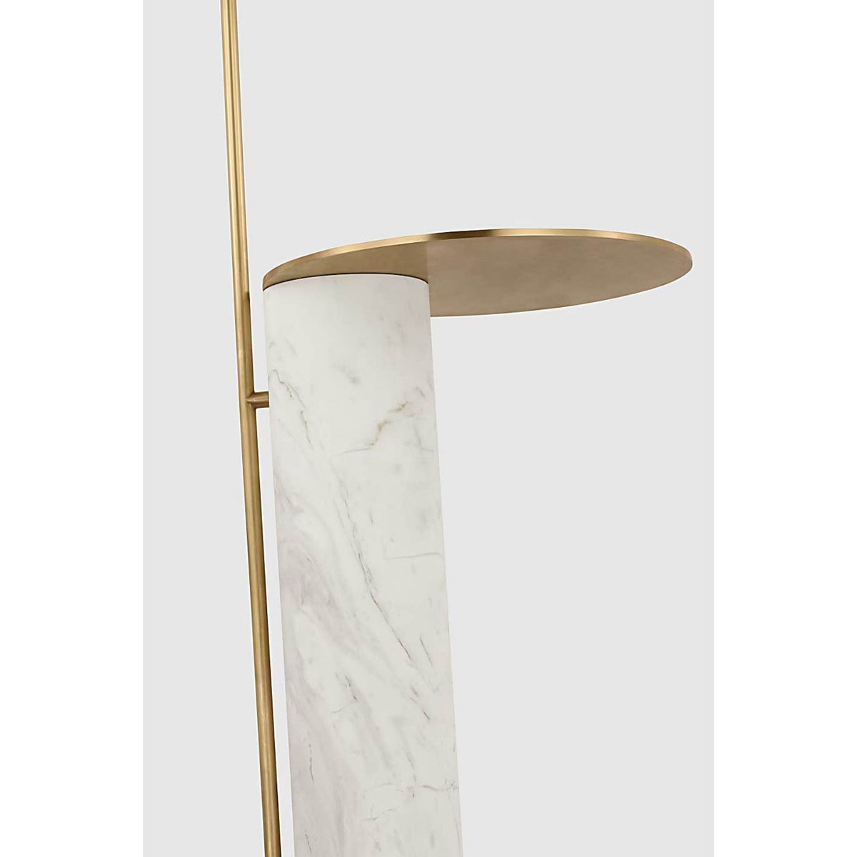 Kelly Wearstler Alma Tray Table Floor Lamp in Antique-Burnished Brass and White Marble W13" x H54" x E14.5"