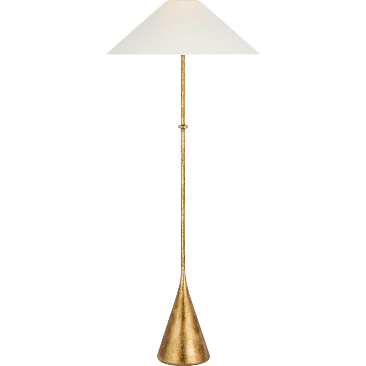 Kelly Wearstler Zealous 62" Floor Lamp in Museum Gild with Linen Shade W26" x H61.5"