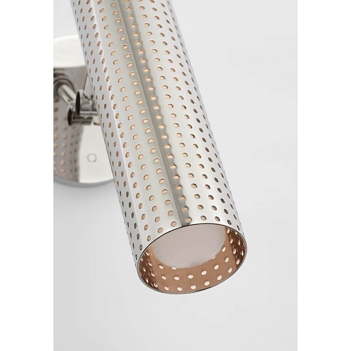 Kelly Wearstler Precision 12" Articulating Sconce in Polished Nickel with White Glass W4.5" x H9" - 11.5" x E6.75" - 11.75"