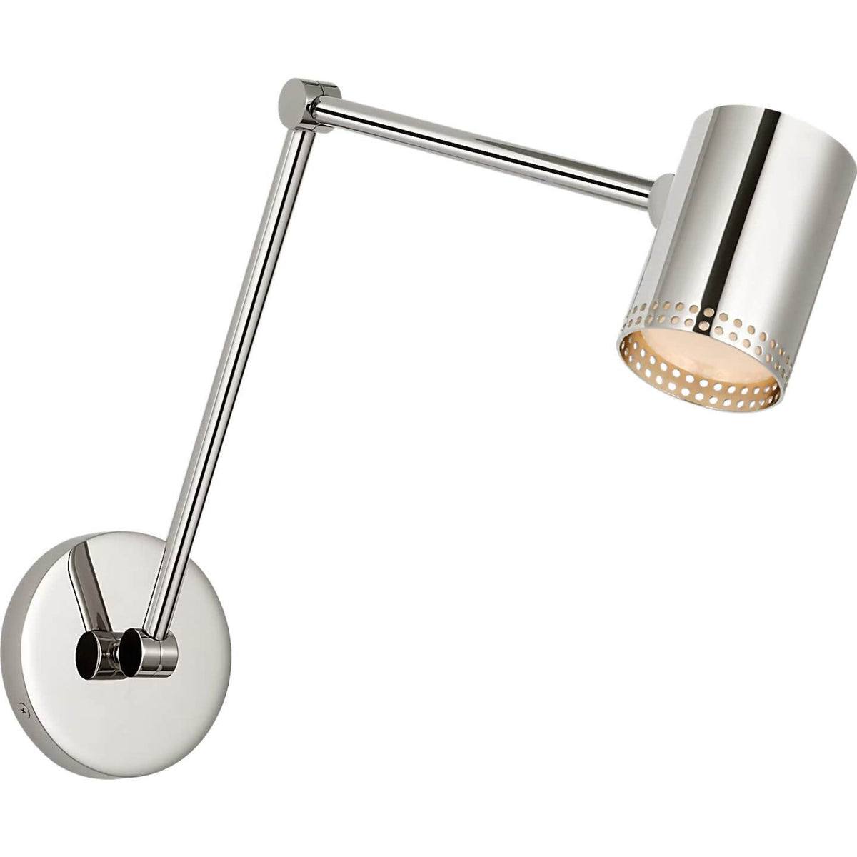 Kelly Wearstler Precision 5" Double Library Light in Polished Nickel with White Glass W4.5" x H10.25" - 13.5" x E15" - 22.5"