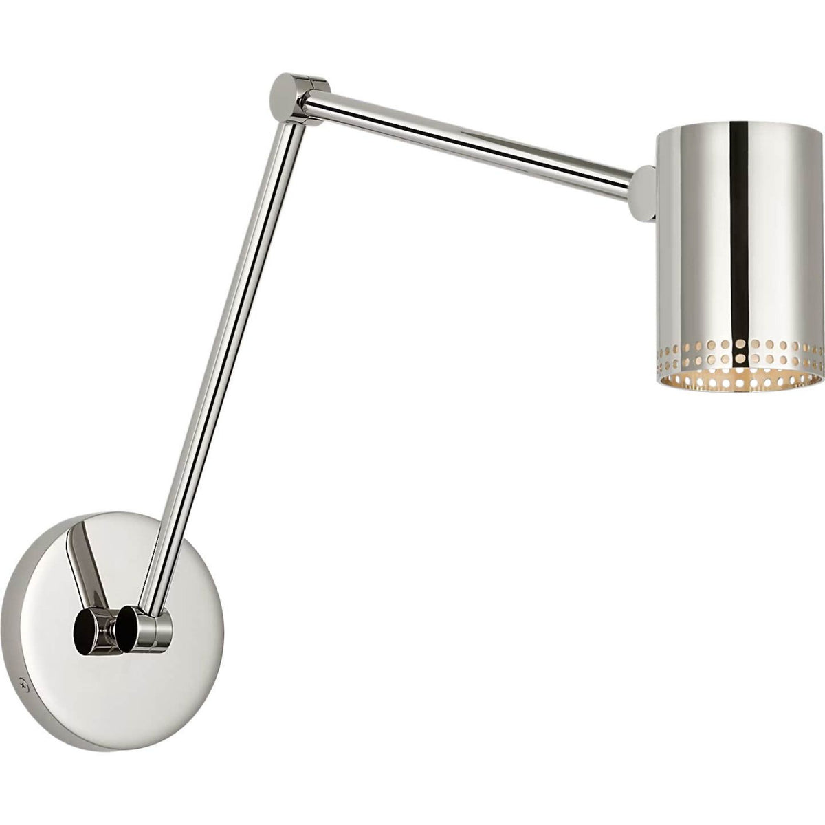 Kelly Wearstler Precision 5" Double Library Light in Polished Nickel with White Glass W4.5" x H10.25" - 13.5" x E15" - 22.5"